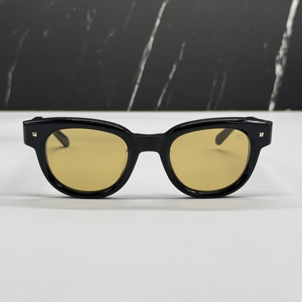 NEW VALENTINO VLS-163A BLACK BROWN ROUND SUNGLASSES VALENTINO - Picture 3 of 10